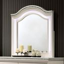 The appearance of Allie Mirror In Pearl White designed by Furniture of America in the modern / contemporary interior design. This pearl white piece of furniture was selected by 1StopBedrooms from Allie Collection to add a touch of cosiness and style into your home. Sku: CM7901M. Material: Acrylic.