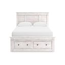 The appearance of Allihauser Queen Panel Storage Bed In White Wash designed by Signature Design by Ashley in the transitional interior design. This white wash piece of furniture  was selected by 1StopBedrooms from Allihauser Collection to add a touch of cosiness and style into your home. Sku: B100-13;NCB1171-54S;NCB1171-57;NCB1171-95. Bed Type: Panel Bed. Bed Size: Queen.