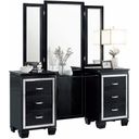 The appearance of Allura Black Vanity with Mirror designed by Homelegance in the modern / contemporary interior design. This black piece of furniture  was selected by 1StopBedrooms from Allura Collection to add a touch of cosiness and style into your home. Sku: 1916BK-15R;1916BK-15L;1916BK-15M. Material: Wood.