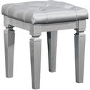 The appearance of Allura Silver Vanity Stool designed by Homelegance in the modern / contemporary interior design. This silver piece of furniture was selected by 1StopBedrooms from Allura Collection to add a touch of cosiness and style into your home. Sku: 1916-14. Material: Wood.