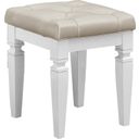 The appearance of Allura White Vanity Stool designed by Homelegance in the modern / contemporary interior design. This white piece of furniture  was selected by 1StopBedrooms from Allura Collection to add a touch of cosiness and style into your home. Sku: 1916W-14. Material: Wood.