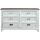 The appearance of Allyson Park 6 Drawer Dresser designed by Liberty in the country / farmhouse interior design. This white piece of furniture was selected by 1StopBedrooms from Allyson Park Collection to add a touch of cosiness and style into your home. Sku: 417-BR30. Material: Poplar.