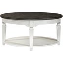 The appearance of Allyson Park Round Cocktail Table designed by Liberty in the country / farmhouse interior design. This white piece of furniture was selected by 1StopBedrooms from Allyson Park Collection to add a touch of cosiness and style into your home. Sku: 417-OT1011. Material: Solid Pine.