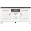 The appearance of Allyson Park Wirebrushed White 56" TV Console designed by Liberty in the country / farmhouse interior design. This white piece of furniture was selected by 1StopBedrooms from Allyson Park Collection to add a touch of cosiness and style into your home. Sku: 417-TV56. Material: Pine.