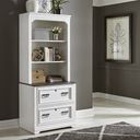 The appearance of Allyson Park Wirebrushed White Bunching Lateral File Cabinet with Hutch designed by Liberty in the country / farmhouse interior design. This white piece of furniture was selected by 1StopBedrooms from Allyson Park Collection to add a touch of cosiness and style into your home. Sku: 417-HO147;417-HO135. Material: Solid Pine.