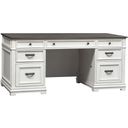 The appearance of Allyson Park Wirebrushed White Executive Desk designed by Liberty in the country / farmhouse interior design. This white piece of furniture was selected by 1StopBedrooms from Allyson Park Collection to add a touch of cosiness and style into your home. Sku: 417-HO105B;417-HO105T. Material: Pine.