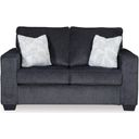 The appearance of Altari Loveseat In Slate designed by Signature Design by Ashley in the modern / contemporary interior design. This slate piece of furniture  was selected by 1StopBedrooms from Altari Collection to add a touch of cosiness and style into your home. Sku: 8721335. Material: Fabric.