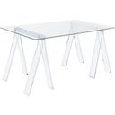 The appearance of Amaturo Writing Desk with Glass Top Clear designed by Coaster in the modern / contemporary interior design. This clear acrylic piece of furniture was selected by 1StopBedrooms from Amaturo Collection to add a touch of cosiness and style into your home. Sku: 801535B1;801535B2. Material: Acrylic.