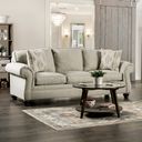 The appearance of Amaya Sofa In Cream designed by Furniture of America in the transitional interior design. This cream piece of furniture  was selected by 1StopBedrooms from Amaya Collection to add a touch of cosiness and style into your home. Sku: SM5411-SF. Material: Wood.