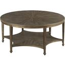 The appearance of American Drew Emporium Sutter Round Coffee Table designed by American Drew in the transitional interior design. This dark stain piece of furniture  was selected by 1StopBedrooms from Emporium Collection to add a touch of cosiness and style into your home. Sku: 012-911. Material: Wood.