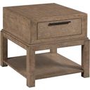 The appearance of Evans Drawer End Table In Warm Rustic Gray designed by American Drew in the transitional interior design. This warm rustic gray piece of furniture was selected by 1StopBedrooms from Skyline Collection to add a touch of cosiness and style into your home. Sku: 010-915. Material: Wood.
