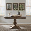 The appearance of Americana Farmhouse Pedestal Table Set In Dusty Taupe and Black designed by Liberty in the traditional interior design. This taupe piece of furniture was selected by 1StopBedrooms from Americana Farmhouse Collection to add a touch of cosiness and style into your home. Sku: 615-P6060;615-T6060. Table Top Shape: Oval. Material: Rubberwood. Size: 60" x 60".
