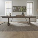 The appearance of Americana Farmhouse Trestle Table Set In Dusty Taupe and Black designed by Liberty in the traditional interior design. This taupe piece of furniture  was selected by 1StopBedrooms from Americana Farmhouse Collection to add a touch of cosiness and style into your home. Sku: 615-P4202;615-T4202. Table Top Shape: Rectangular. Material: Rubberwood. Size: 102" x 42".