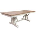The appearance of Americana Modern 88 Inch Trestle Dining Table With Extends To 112 Inch With Butterfly Leaf designed by Parker House in the modern / contemporary interior design. This cotton piece of furniture  was selected by 1StopBedrooms from Americana Collection to add a touch of cosiness and style into your home. Sku: DAME#88B-COT;DAME#88T-COT. Material: Wood Veneer. Table Top Shape: Rectangular. Size: 42" x 112".