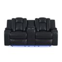Amias Power Motion Loveseat with Power Headrest, Console and LED In Black