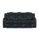 Amias Power Motion Sofa with Power Headrest, Dropdown Table and LED In Black