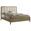 Amsbury 59 Inch Upholstered Queen Bed In Nutmeg and Beige