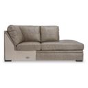 The appearance of Amuleto Right-Arm Facing Corner Chaise In Desert designed by Signature Design by Ashley in the modern / contemporary interior design. This desert piece of furniture  was selected by 1StopBedrooms from Amuleto Collection to add a touch of cosiness and style into your home. Sku: 2240517. Material: Leather Match.
