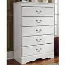 The appearance of Anarasia White 5 Drawer Chest designed by Signature Design by Ashley in the traditional interior design. This white piece of furniture was selected by 1StopBedrooms from Anarasia Collection to add a touch of cosiness and style into your home. Sku: B129-46. Material: Wood.