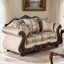 The appearance of Andalusia Loveseat In Light Brown and Dark Cherry designed by Furniture of America in the traditional interior design. This light brown and dark cherry piece of furniture was selected by 1StopBedrooms from Andalusia Collection to add a touch of cosiness and style into your home. Sku: SM6450-LV. Material: Fabric.