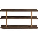 The appearance of Andare Andare Sofa Table In Brown designed by Artistica Home in the modern / contemporary interior design. This brown piece of furniture was selected by 1StopBedrooms from Andare Collection to add a touch of cosiness and style into your home. Sku: 2371-967. Material: Wood.