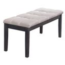 Anderson Dining Bench with Tufted Seat In Light Gray Linen Fabric and Gray Wood