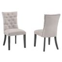 Anderson Dining Chairs Set of 2 with Tufted Seat In Light Gray Fabric and Gray Wood