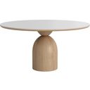 The appearance of Andrea 53 Inch Round Dining Table with Oak Base And Ceramic Top In White designed by Casabianca Home in the modern / contemporary interior design. This white piece of furniture was selected by 1StopBedrooms from Andrea Collection to add a touch of cosiness and style into your home. Sku: CB-8604-53. Table Top Shape: Round. Material: MDF. Size: 53".