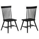 The appearance of Andrews Windsor Spindle Back Dining Side Chair Set of 2 In Black designed by Coaster in the transitional interior design. This black piece of furniture was selected by 1StopBedrooms from Andrews Collection to add a touch of cosiness and style into your home. Sku: 122502BLK. Material: Rubberwood Veneer.