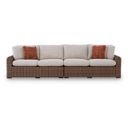 The appearance of Angel Island Outdoor Right and Left-arm Facing Loveseat with Cushion Set of 2 In Brown and Beige designed by Signature Design by Ashley in the transitional interior design. This brown and beige piece of furniture was selected by 1StopBedrooms from Angel Island Collection to add a touch of cosiness and style into your home. Sku: P610-854. Material: Fabric.
