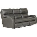 The appearance of Angelo Italian Leather Match Power Reclining Sofa with Power Adjustable Headrest In Gunmetal designed by Catnapper in the traditional interior design. This gunmetal piece of furniture was selected by 1StopBedrooms from Angelo Collection to add a touch of cosiness and style into your home. Sku: 64461127358307358. Material: Leather Match.