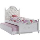 Annie White Twin Upholstered Poster Bed With Storage Trundle