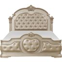 The appearance of Antoinetta Queen Bed In Gold and Silver designed by Homelegance in the traditional interior design. This gold and silver piece of furniture was selected by 1StopBedrooms from Antoinetta Collection to add a touch of cosiness and style into your home. Sku: 1919NC-1;1919NC-2;1919NC-3. Bed Type: Panel Bed. Material: Faux Leather. Bed Size: Queen.