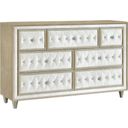 The appearance of Antonella 7-drawer Upholstered Dresser Ivory and Camel designed by Coaster in the glam interior design. This ivory and camel piece of furniture  was selected by 1StopBedrooms from Antonella Collection to add a touch of cosiness and style into your home. Sku: 223523. Material: Upholstered.