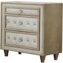 The appearance of Antonella 3-drawer Upholstered Nightstand Ivory and Camel designed by Coaster in the glam interior design. This ivory and camel piece of furniture  was selected by 1StopBedrooms from Antonella Collection to add a touch of cosiness and style into your home. Sku: 223522. Material: Upholstered.