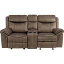 Aram Brown Double Glider Reclining Console Loveseat