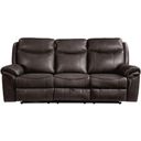 The appearance of Aram Dark Brown Double Reclining Sofa designed by Homelegance in the transitional interior design. This dark brown piece of furniture was selected by 1StopBedrooms from Aram Collection to add a touch of cosiness and style into your home. Sku: 8206BRW-3. Material: Polyester.