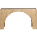 The appearance of Arch Console Table In Oak designed by Meridian in the modern / contemporary interior design. This oak piece of furniture was selected by 1StopBedrooms from Arch Collection to add a touch of cosiness and style into your home. Sku: 273Oak-T. Material: Plywood.