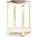 The appearance of Ariana Chairside Table In Gold designed by Michael Amini in the transitional interior design. This gold piece of furniture was selected by 1StopBedrooms from Ariana Collection to add a touch of cosiness and style into your home. Sku: LFR-ARNA222-806. Material: MDF.