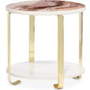 The appearance of Ariana End Table In Gold designed by Michael Amini in the transitional interior design. This gold piece of furniture was selected by 1StopBedrooms from Ariana Collection to add a touch of cosiness and style into your home. Sku: LFR-ARNA202-806. Material: MDF.