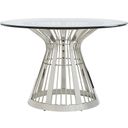 The appearance of Ariana Riviera Stainless Dining Table with 48 Inch Glass Top In Platinum designed by Lexington in the modern / contemporary interior design. This platinum piece of furniture was selected by 1StopBedrooms from Ariana Collection to add a touch of cosiness and style into your home. Sku: 732-875-48C. Table Top Shape: Round. Material: Marble. Size: 48".