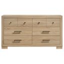 The appearance of Arielle 6-Drawer Bedroom Dresser Cabinet In Light Oak designed by Coaster in the transitional interior design. This light oak piece of furniture was selected by 1StopBedrooms from Arielle Collection to add a touch of cosiness and style into your home. Sku: 223113. Material: Melamine.