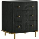 Arini 3-drawer Nightstand Bedside Table with USB Outlet Black