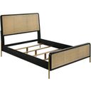 Arini Queen Bed with Woven Rattan Headboard Black and Natural
