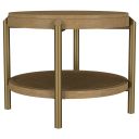 Arini Round End Side Table with Storage Shelf In Sand Wash and Natural