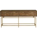 The appearance of Aristocrat Natural Console Table designed by Moes Home in the transitional interior design. This brown piece of furniture was selected by 1StopBedrooms from Aristocrat Collection to add a touch of cosiness and style into your home. Sku: VL-1027-24. Material: Wood.