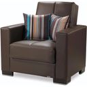 The appearance of Armada Upholstered Convertible Armchair with Storage In Brown ARM-AC-16-PU designed by Casamode in the modern / contemporary interior design. This brown piece of furniture  was selected by 1StopBedrooms from Armada Collection to add a touch of cosiness and style into your home. Sku: ARM-AC-16-PU. Material: Leather.