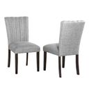 Aron Side Chairs Set of 2 In Gray Linen Fabric and Dark Wood Legs