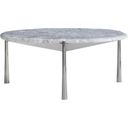 The appearance of Arris Cocktail Table - 15" designed by Bernhardt in the transitional interior design. This polished stainless steel/marble piece of furniture  was selected by 1StopBedrooms from Arris Collection to add a touch of cosiness and style into your home. Sku: 321010. Material: Stone.
