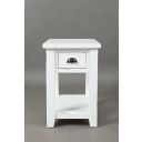 The appearance of Artisan'S Craft Chairside Table In White designed by Jofran in the transitional interior design. This white piece of furniture was selected by 1StopBedrooms from Artisan'S Craft Collection to add a touch of cosiness and style into your home. Sku: 1744-7. Material: Acacia.